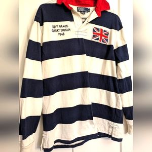 VTG Polo Ralph Lauren Mens Medium Rugby Stripe Great Britain Games XIV 1948
